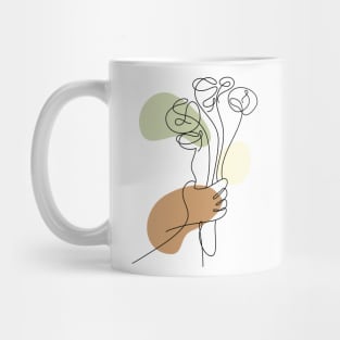 Flower Bouquet Shape Minimalist Line Art Drawing Mug